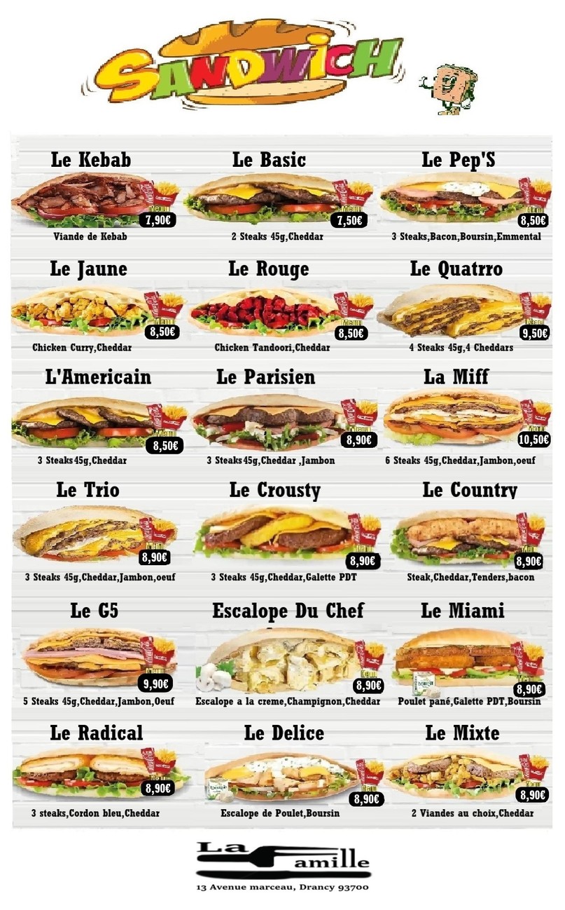 LA FAMILLE eat menu 3