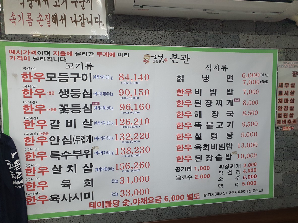 Restaurante principal Yukyoung Hanwoo menu 1