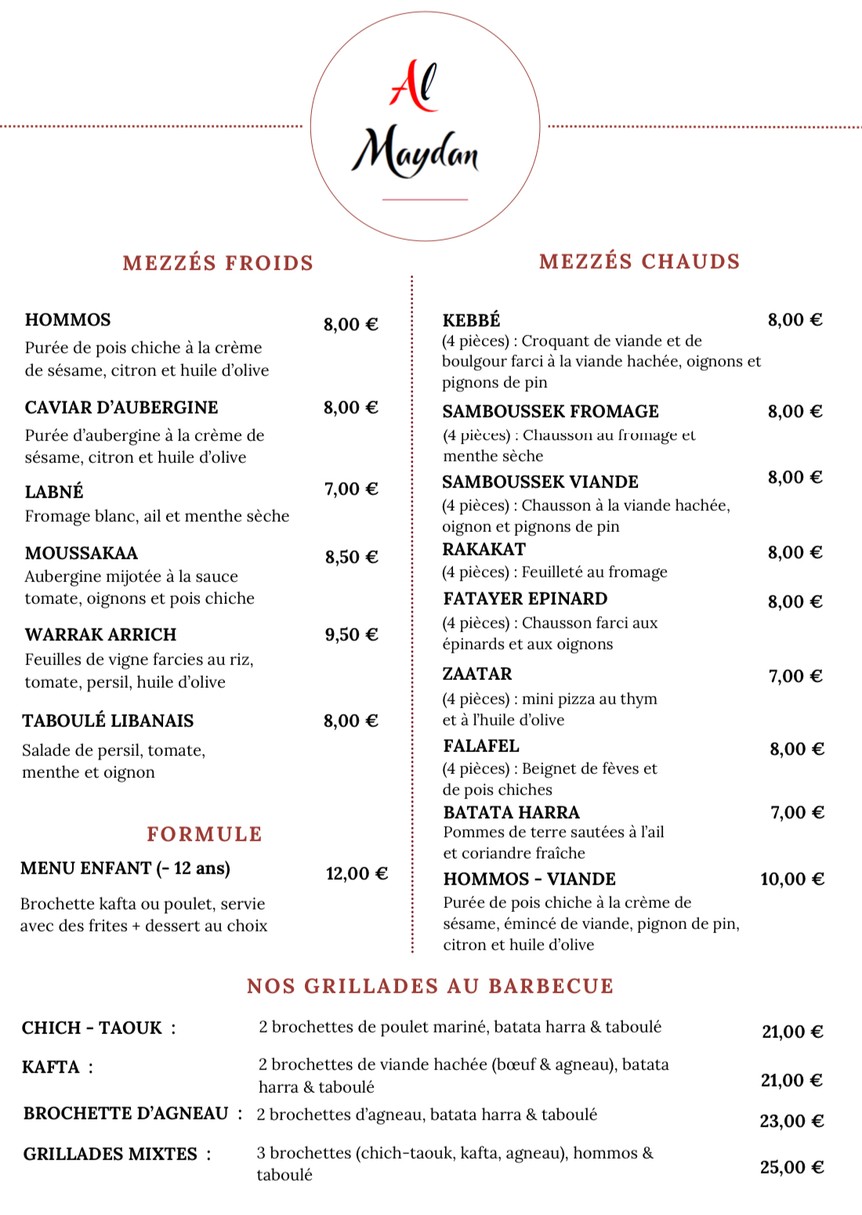 Al Maydan menu 1