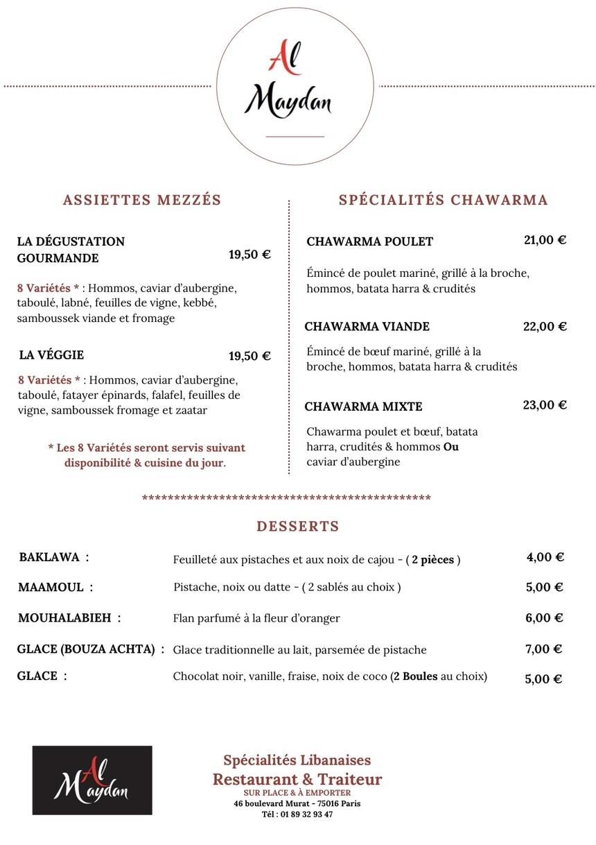Al Maydan menu 2