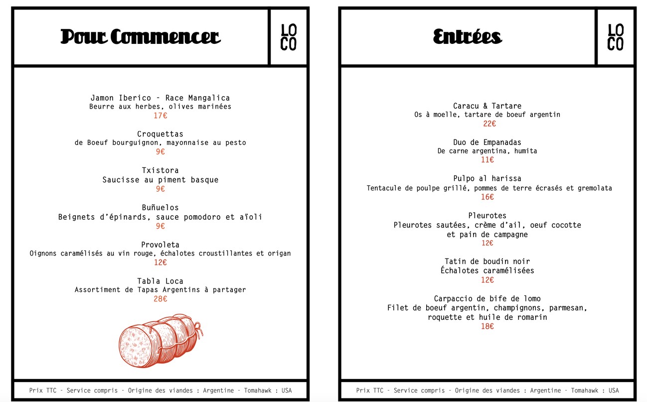 LOCO menu 1