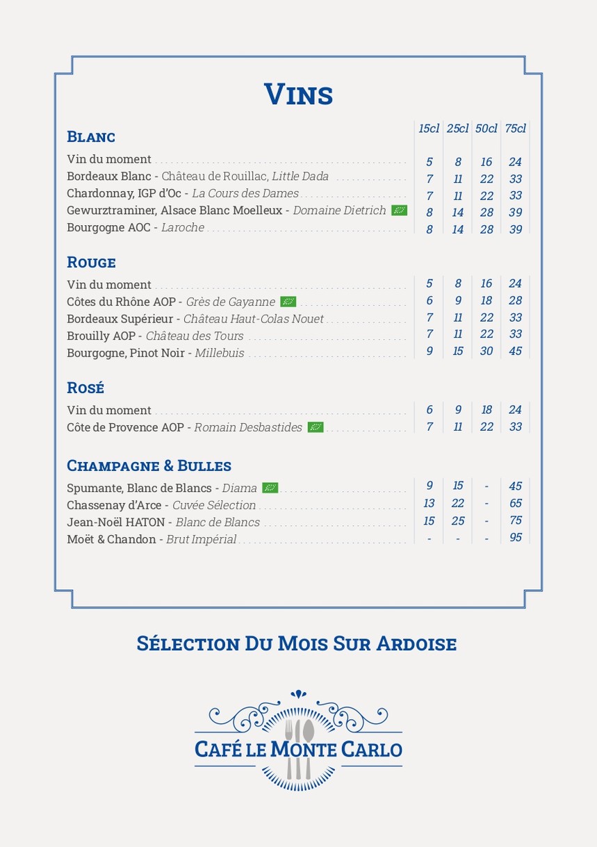 Le Monte Carlo menu 4