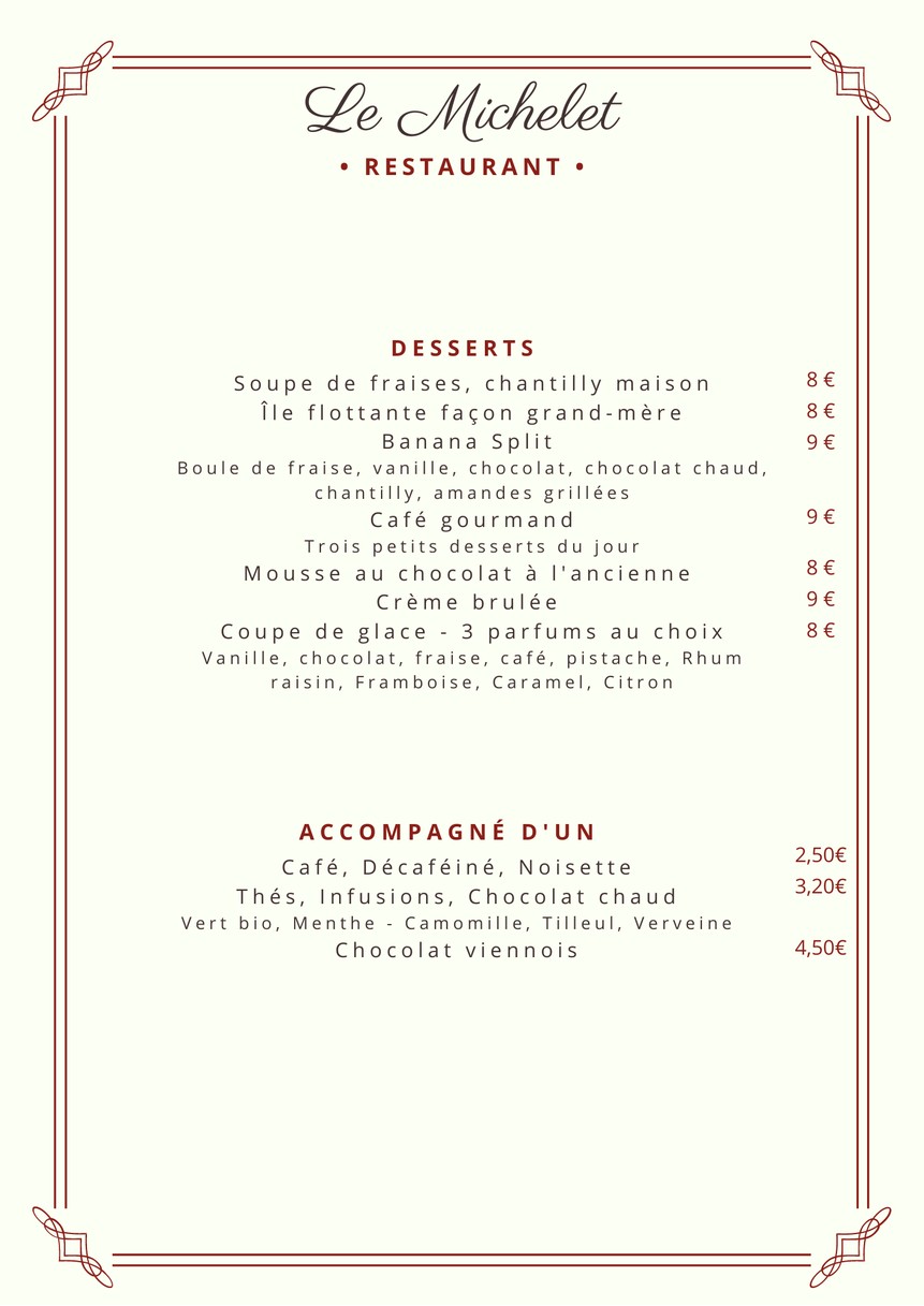 Le Michelet menu 2