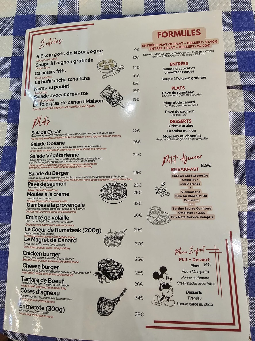 Le Parisien menu 2