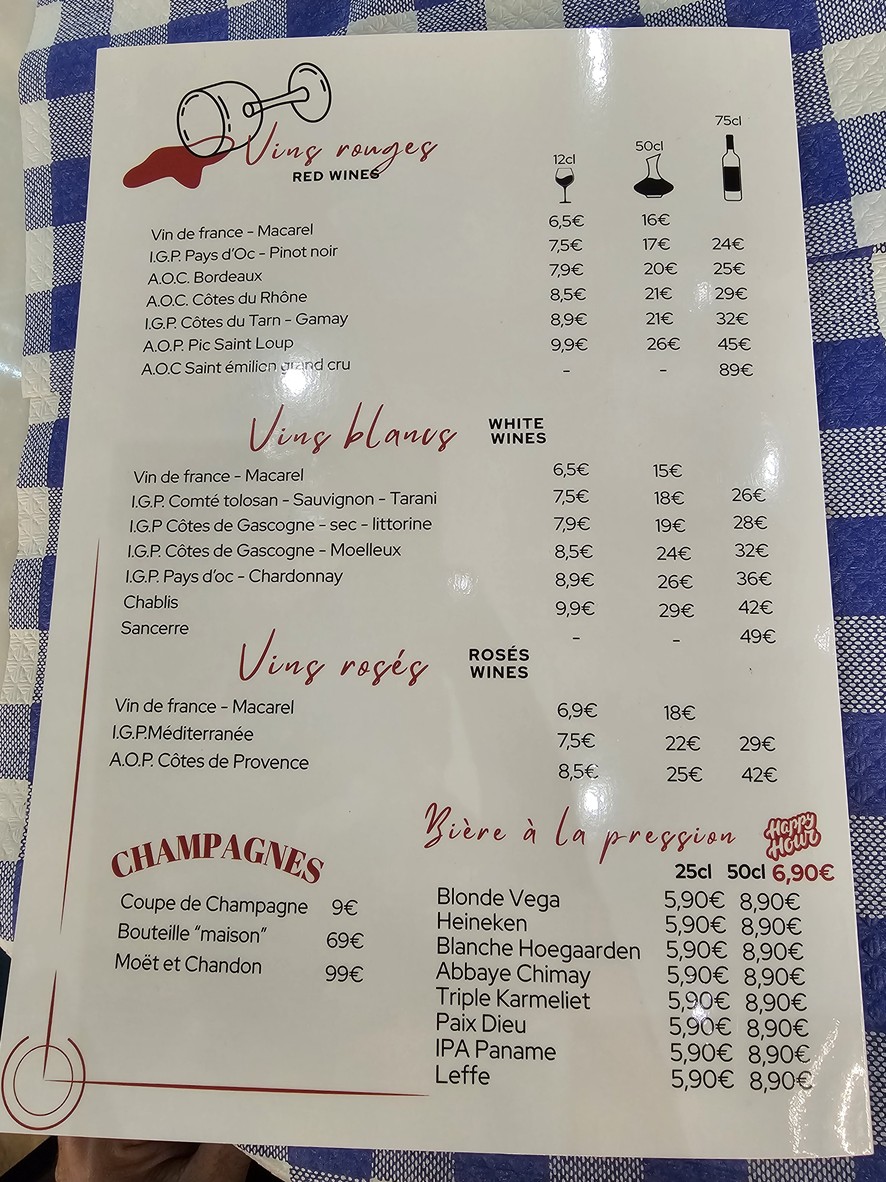 Le Parisien menu 4
