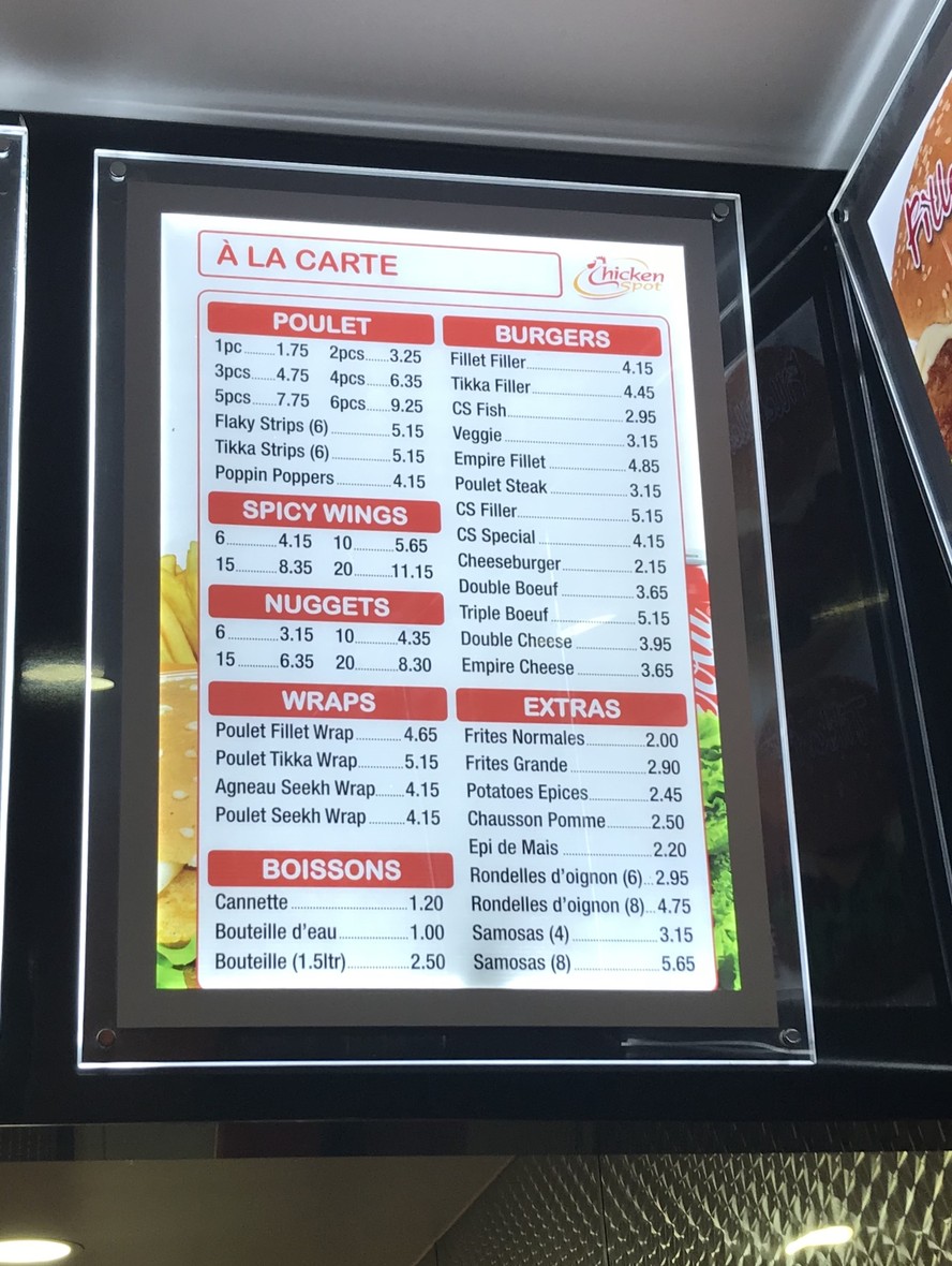 Chicken spot Drancy menu 6