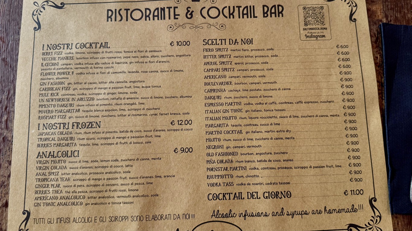 Saltimbocca ristorante menu 3