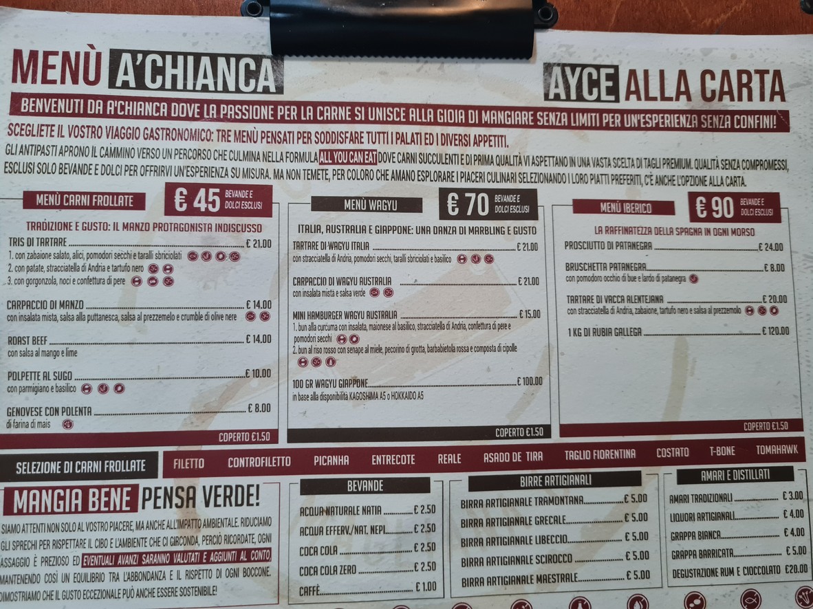 A'CHIANCA Risto&Braceria menu 1