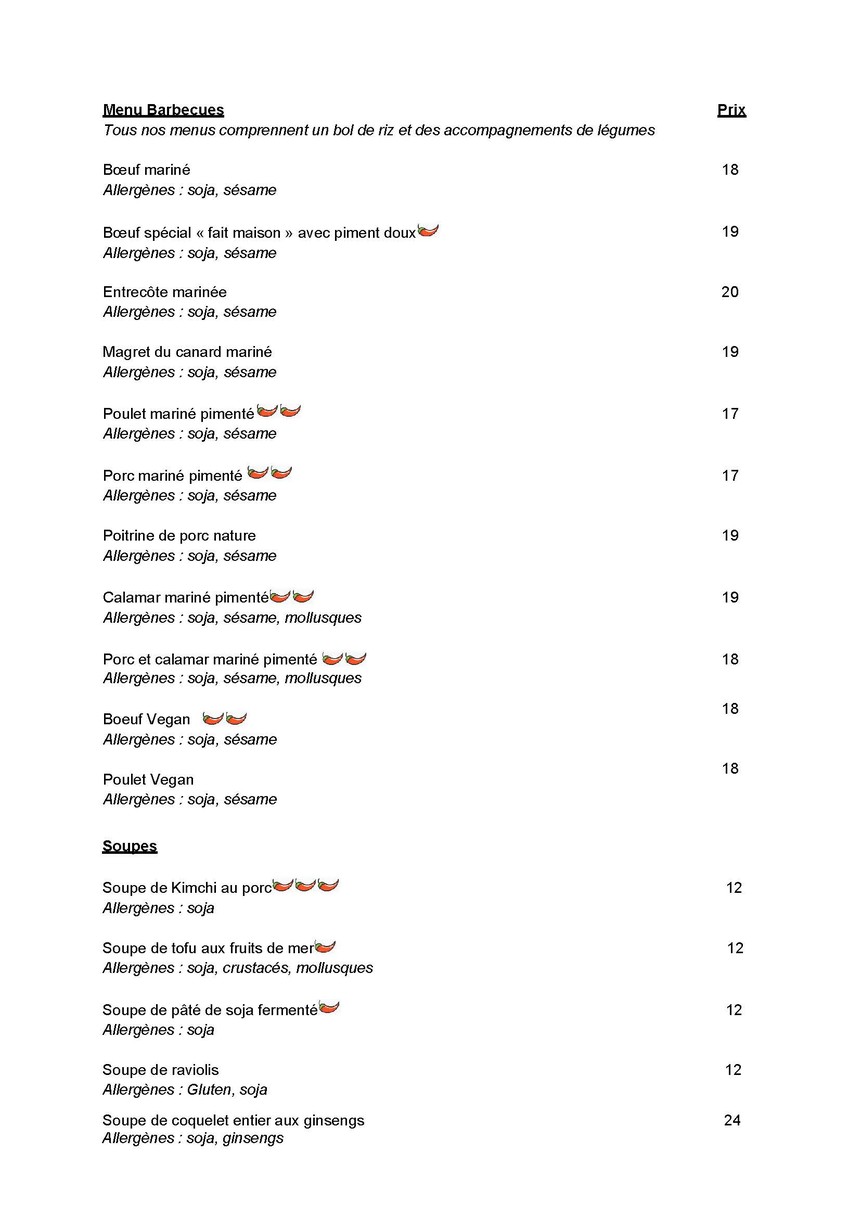 Gangnam menu 3