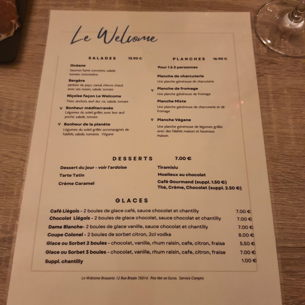 Le Welcome menu 3