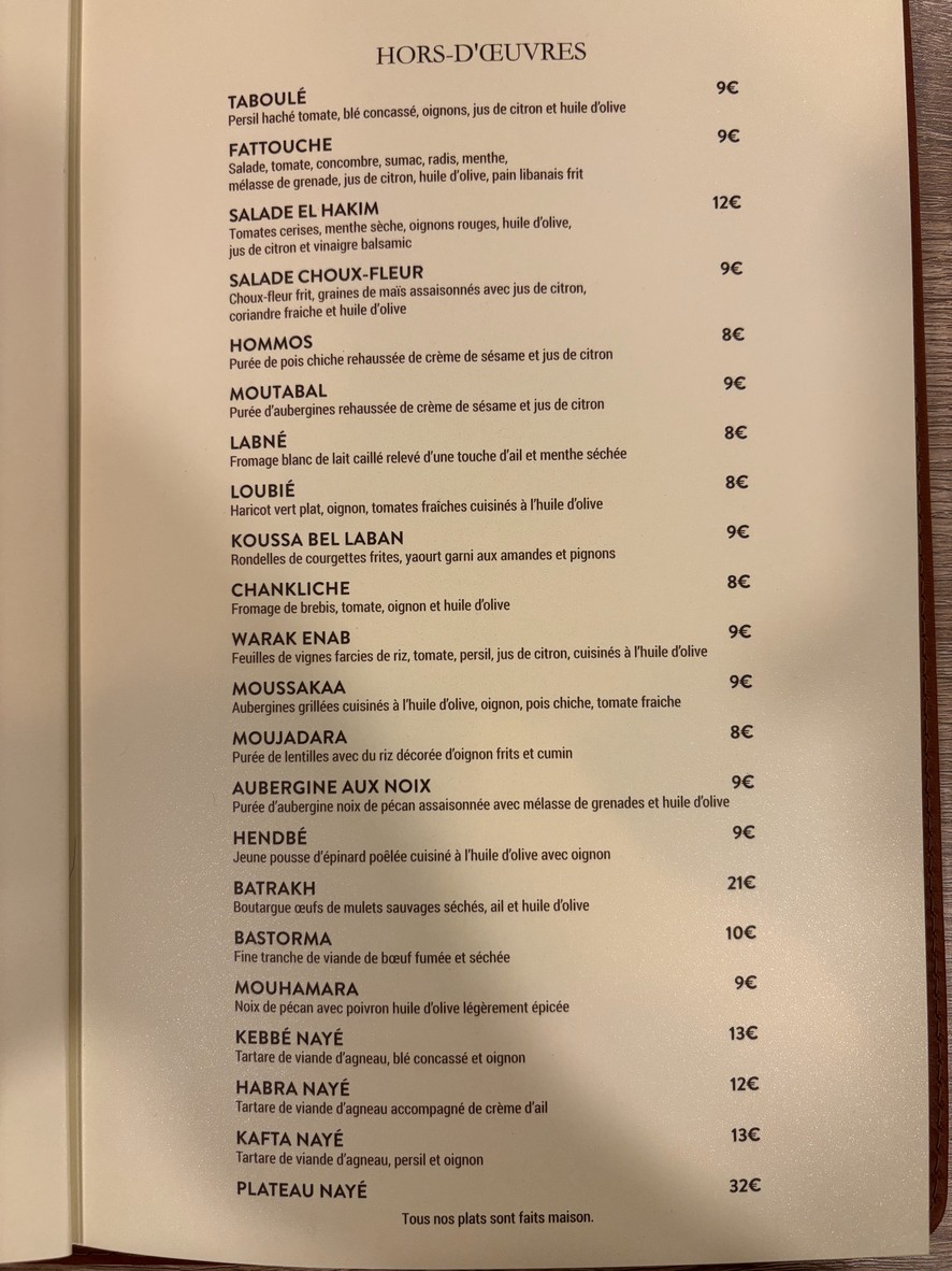 AL PHENIC Restaurant Libanais menu 2