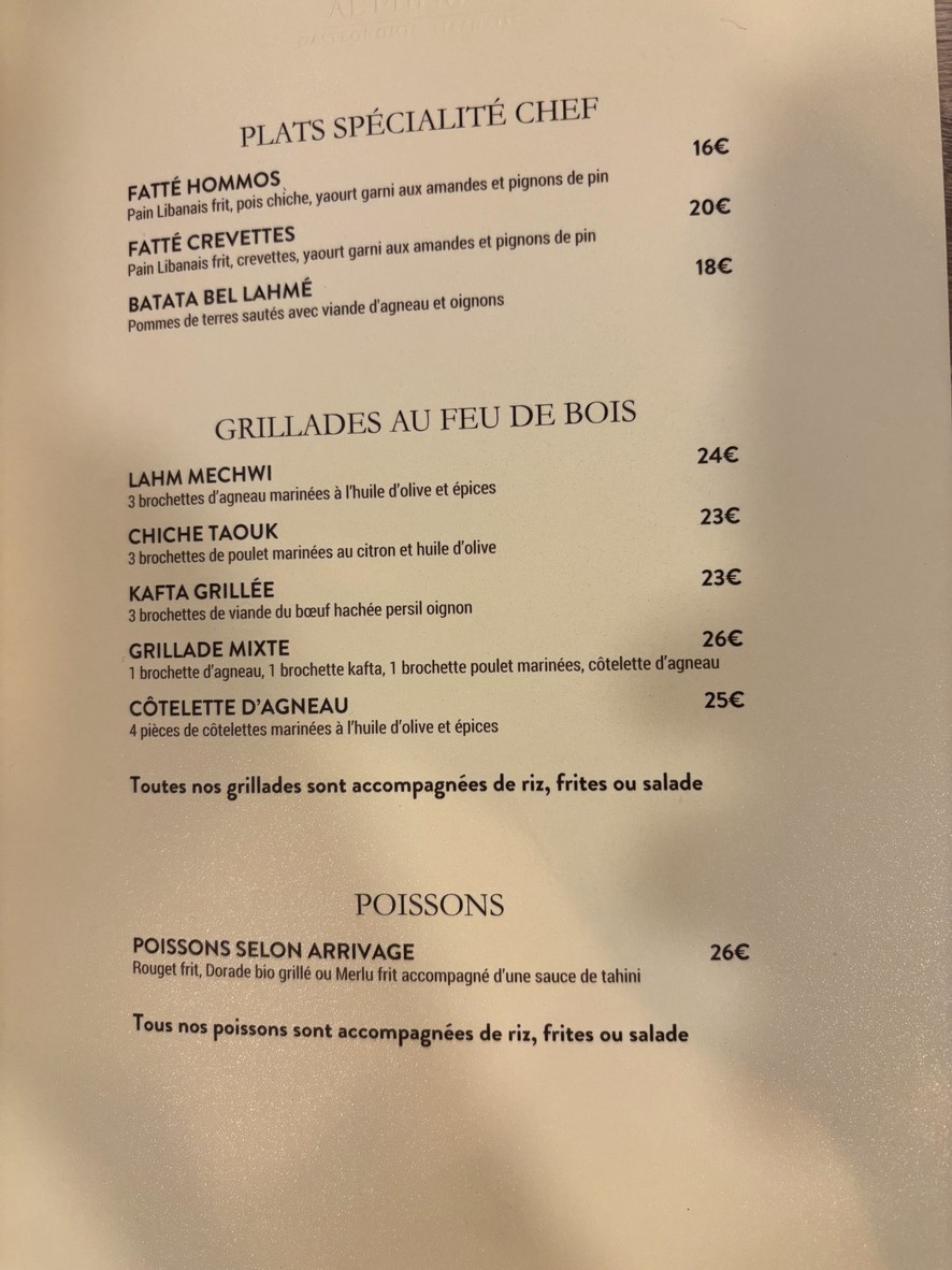 AL PHENIC Restaurant Libanais menu 4