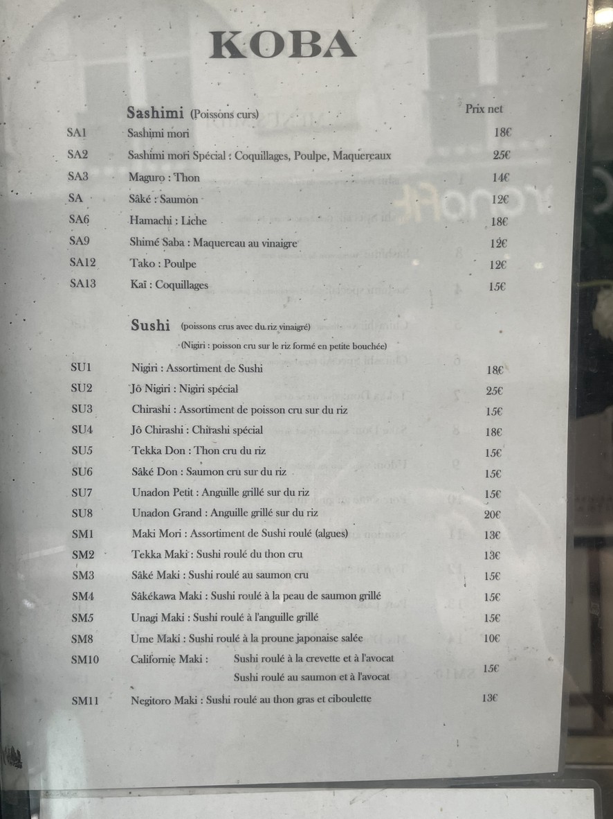 Koba menu 1
