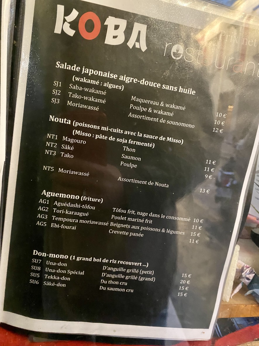 Koba menu 2