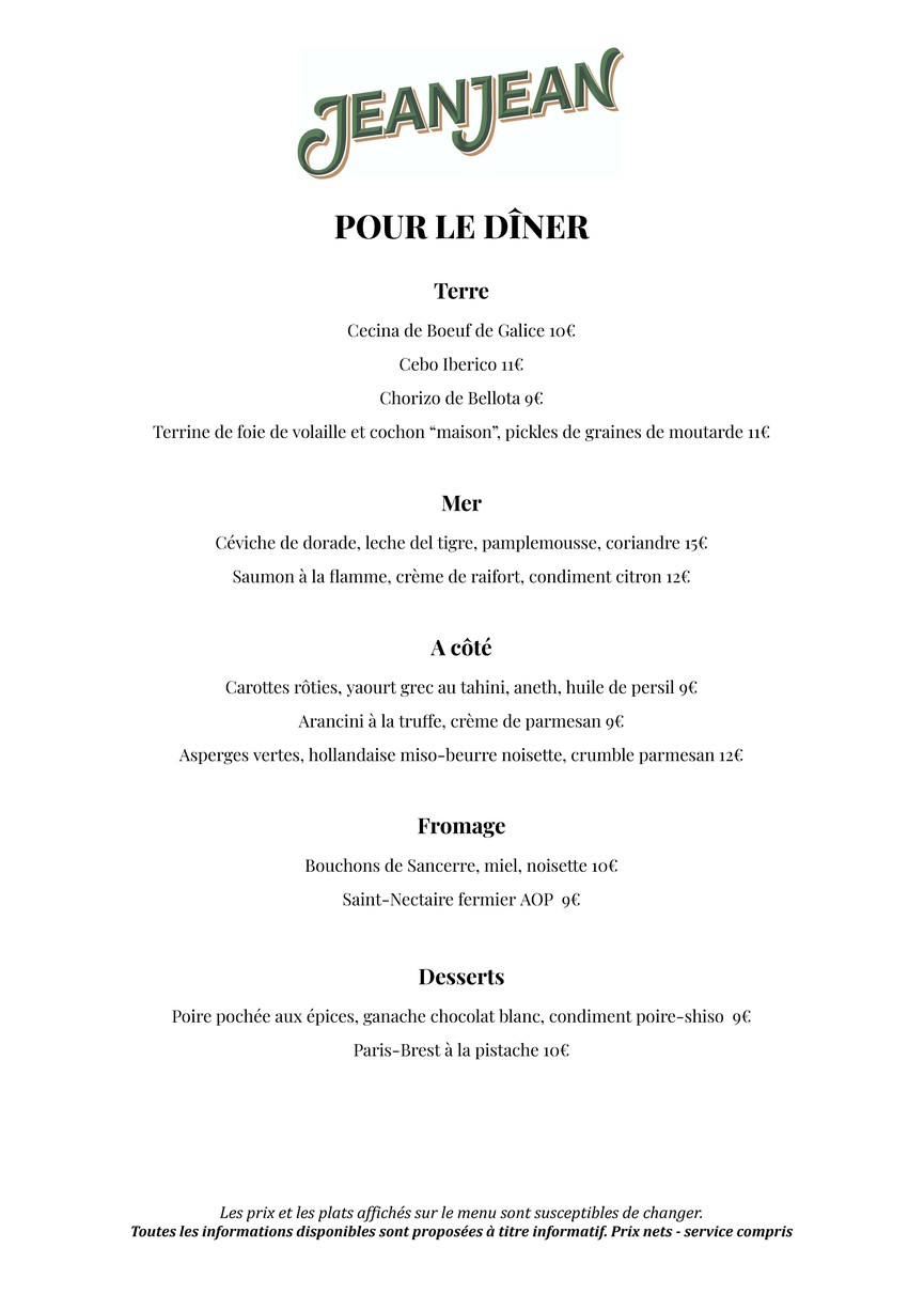Jeanjean Restaurant menu 2
