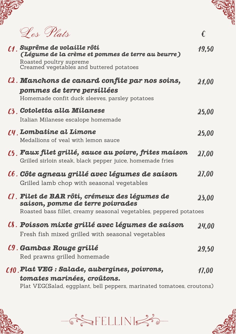 Ristorante Fellini menu 4