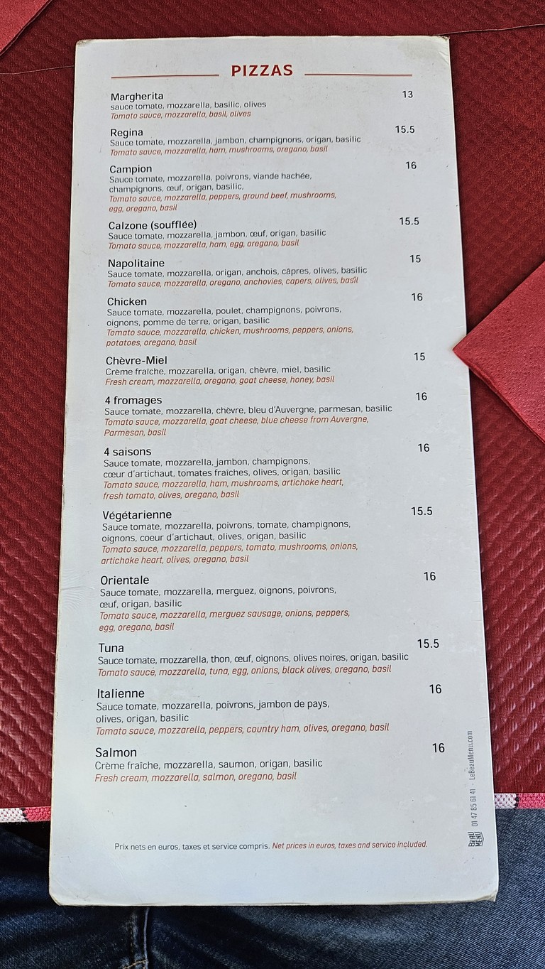 Au Soleil de la Butte menu 2