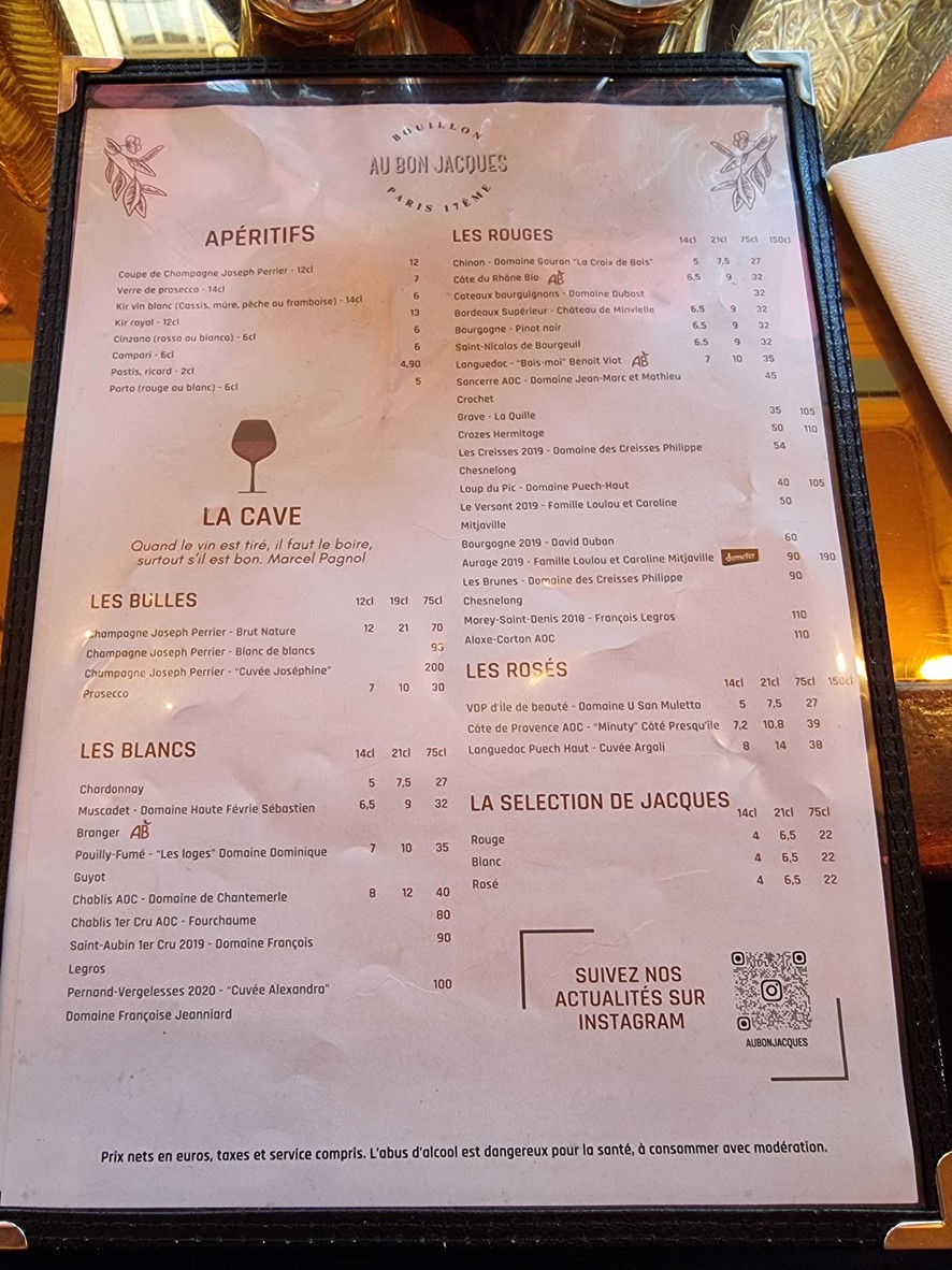 Au bon Jacques menu 2