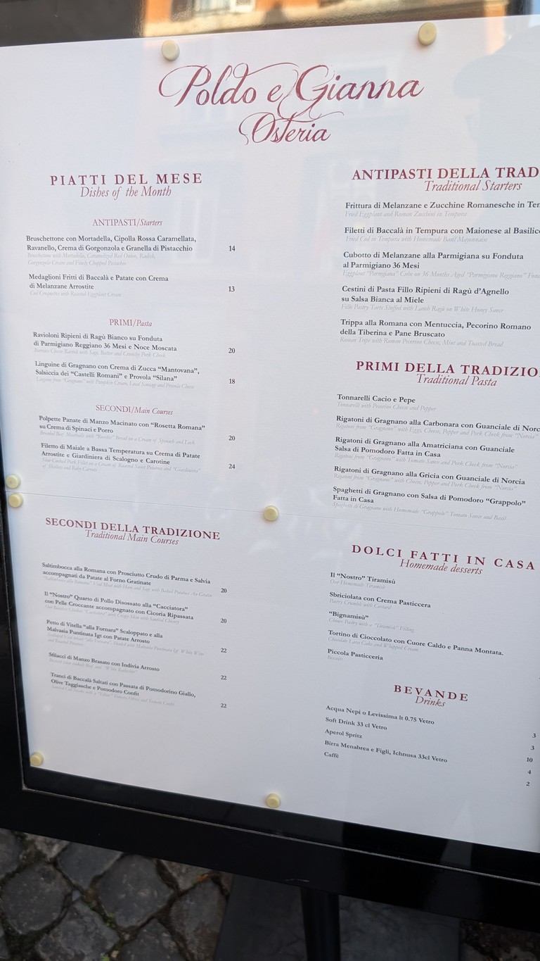 Poldo e Gianna Osteria menu 1