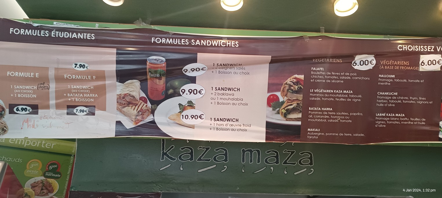 Kaza Maza menu 4