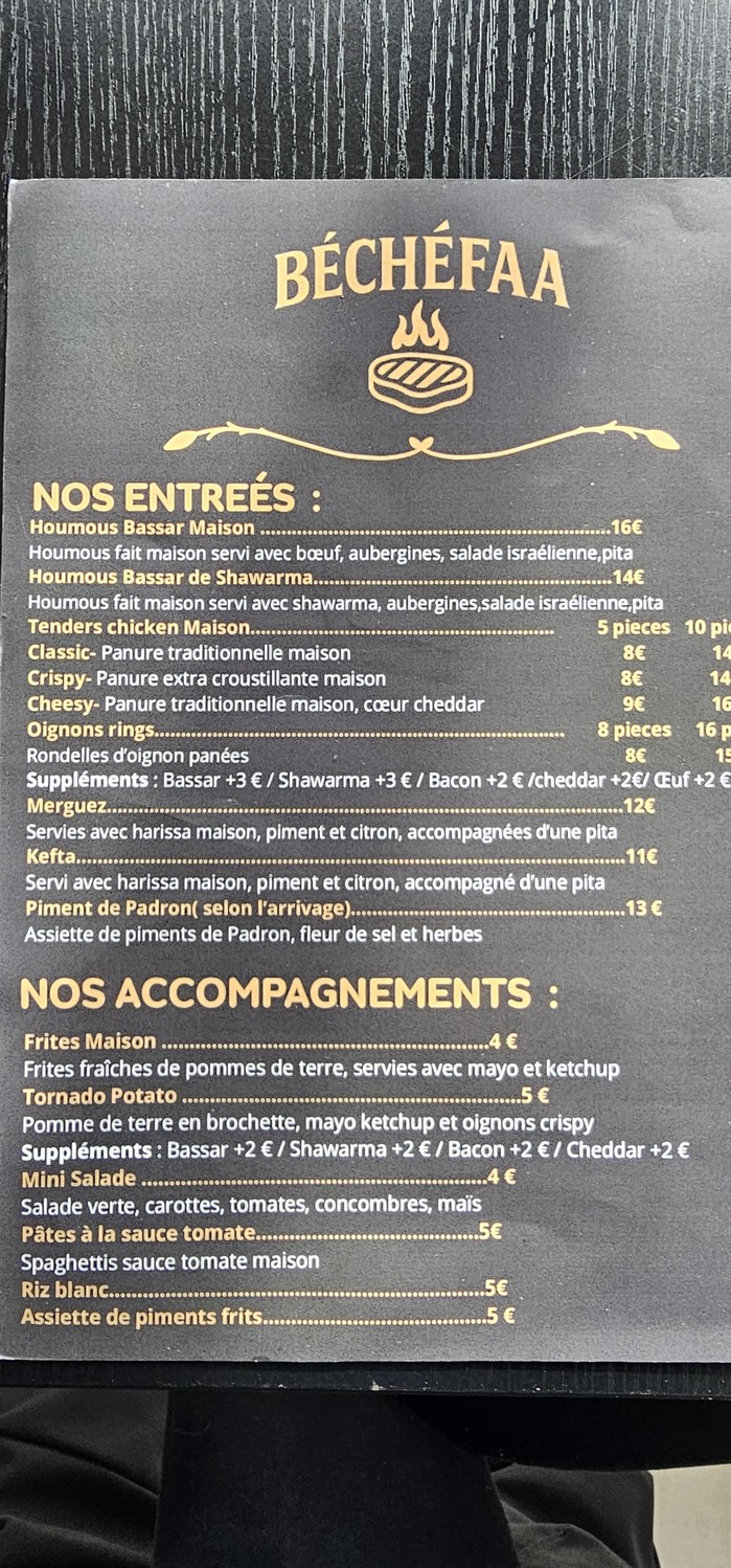 BECHEFAA menu 1