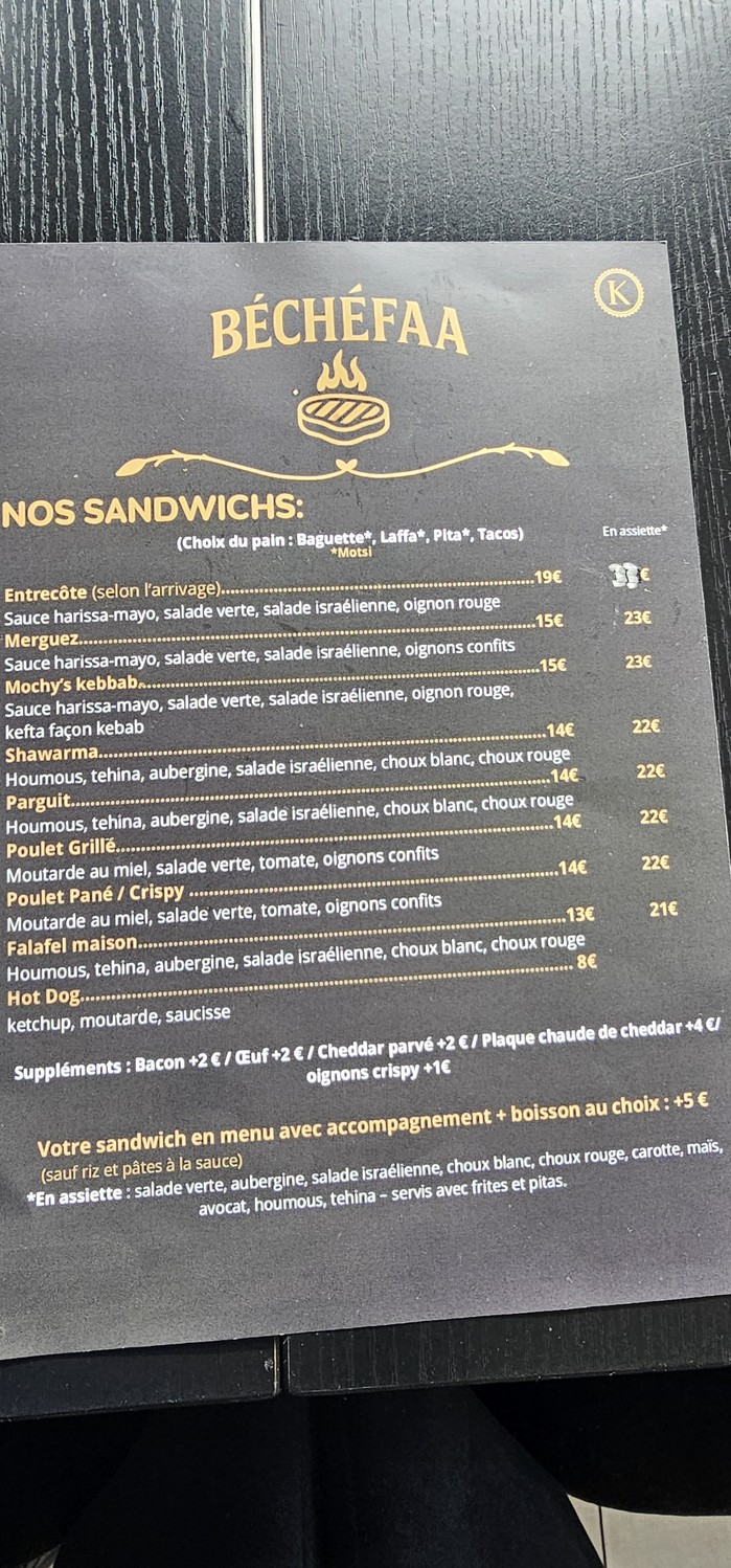 BECHEFAA menu 2