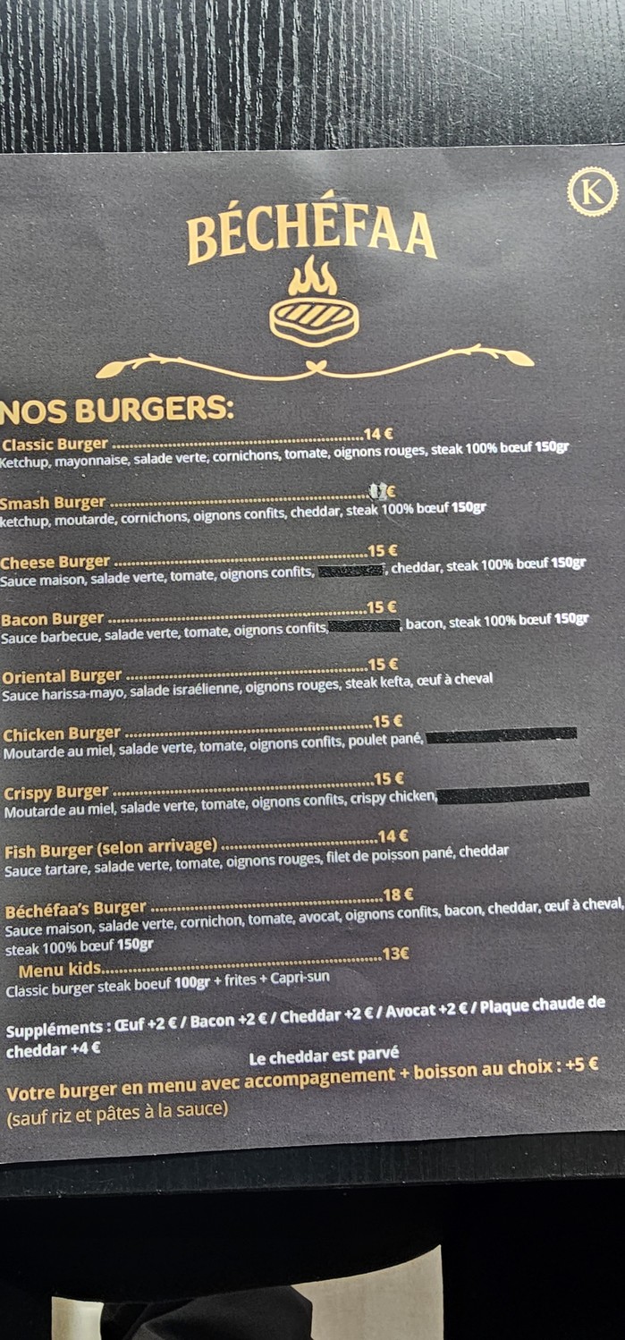 BECHEFAA menu 3