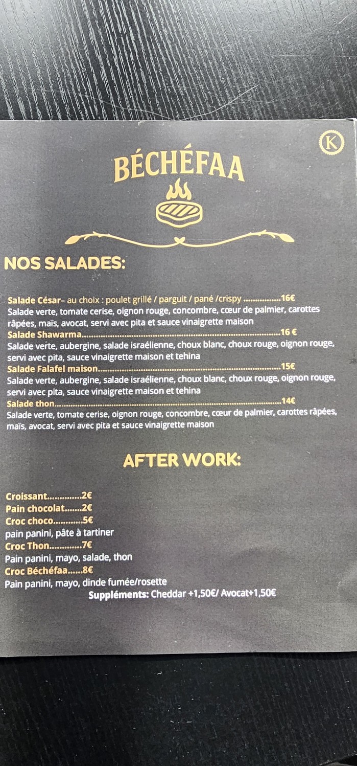 BECHEFAA menu 4