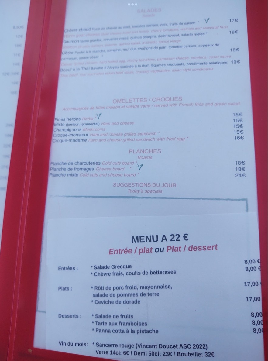 Brasserie de la Bourse menu 2