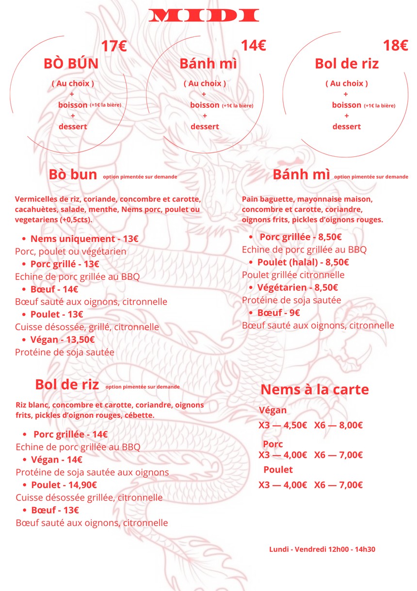 Baguettes - Bobun & Banhmi menu 2