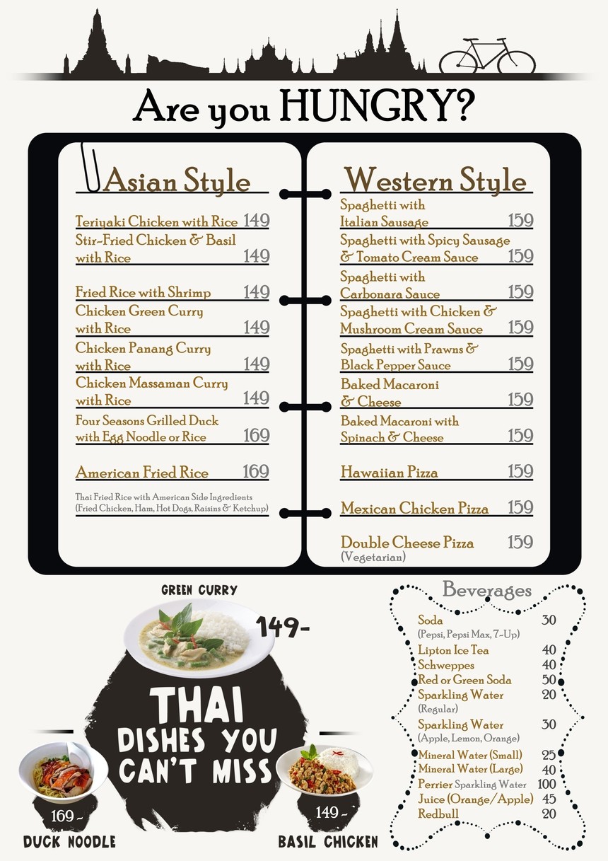曼谷床与自行车 menu 1