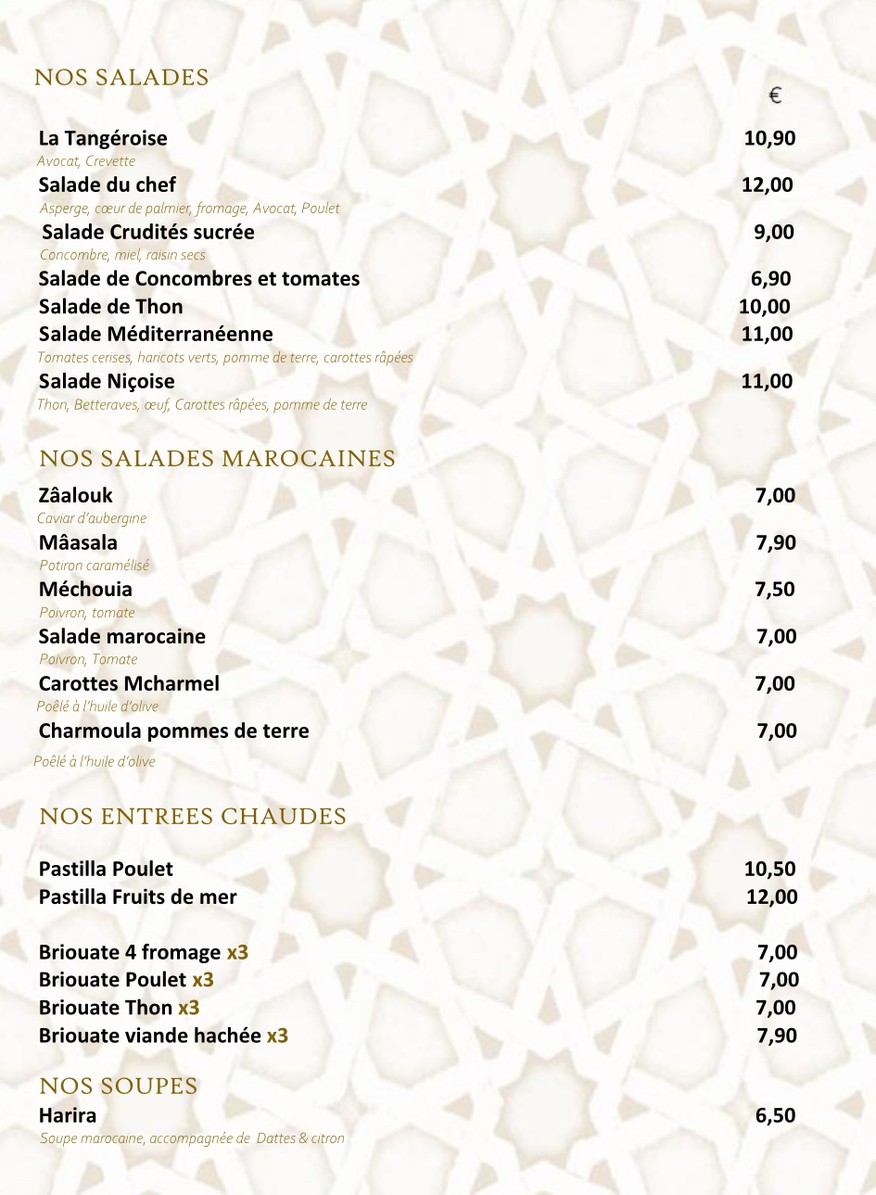 Tanger menu 2