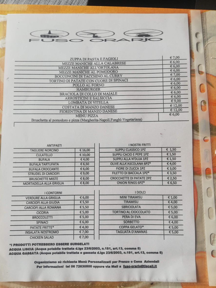 Fuso Orario menu 1