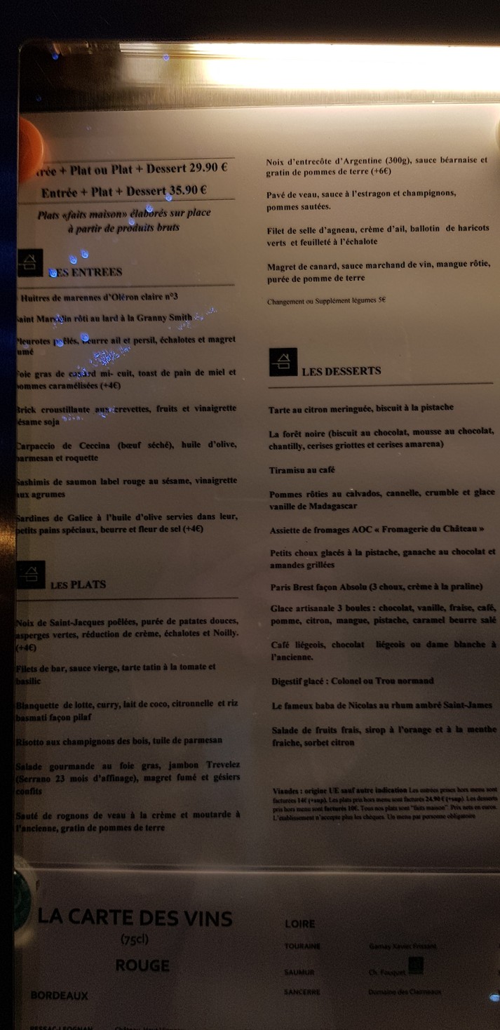 RESTAURANT ABSOLU VINCENNES menu 1