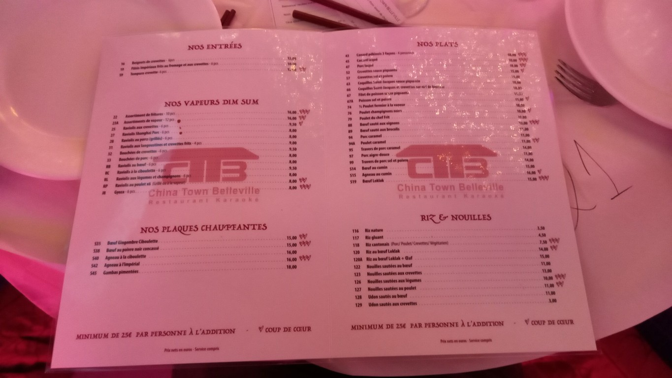 China Town Belleville menu 1