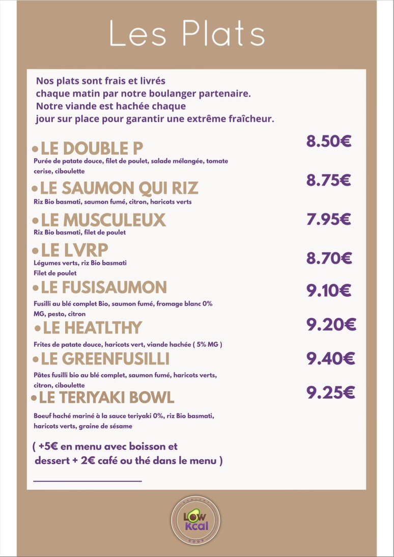 LOW KCAL menu 1