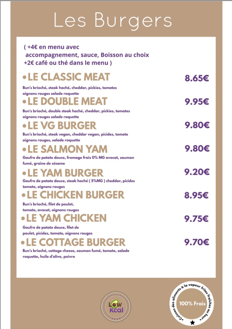 LOW KCAL menu 2