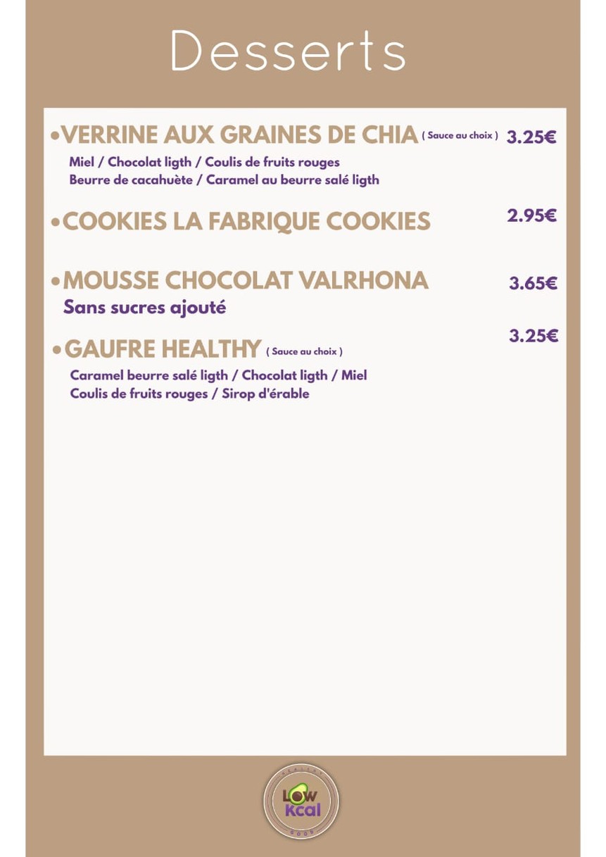 LOW KCAL menu 3
