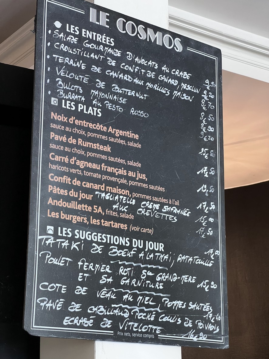 Le Cosmos Café menu 1