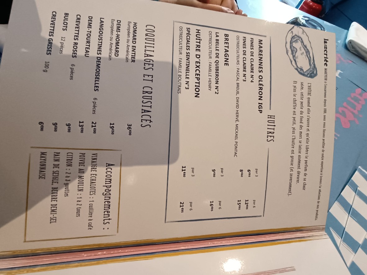 La Criée Gennevilliers menu 1