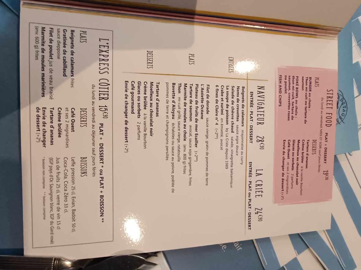 La Criée Gennevilliers menu 6