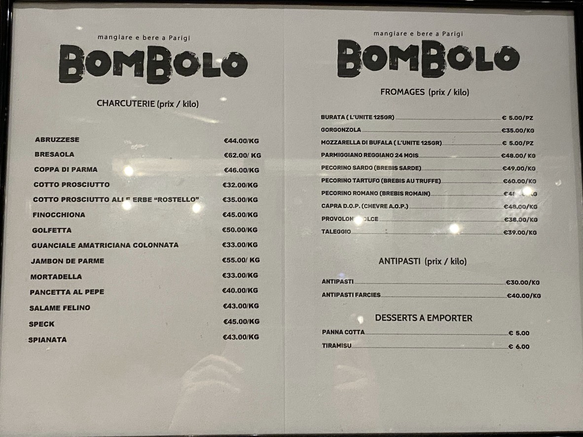 Bombolò menu 1
