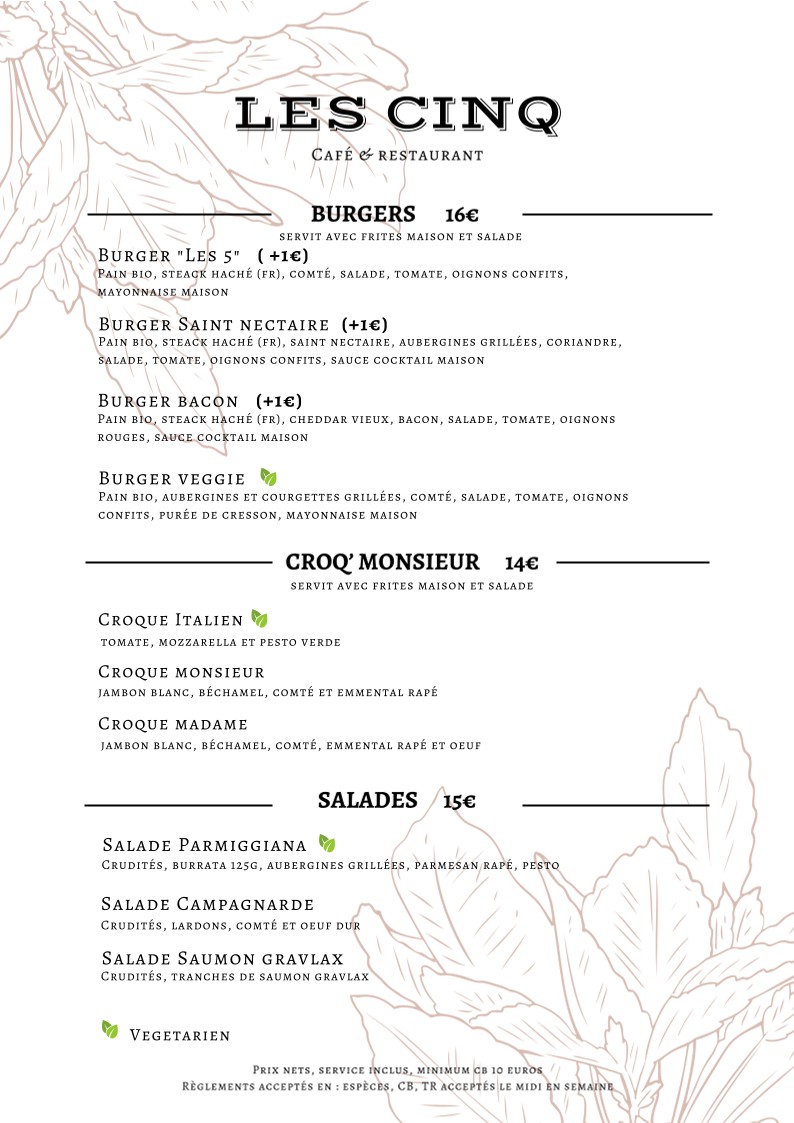 Restaurant Les 5 menu 4