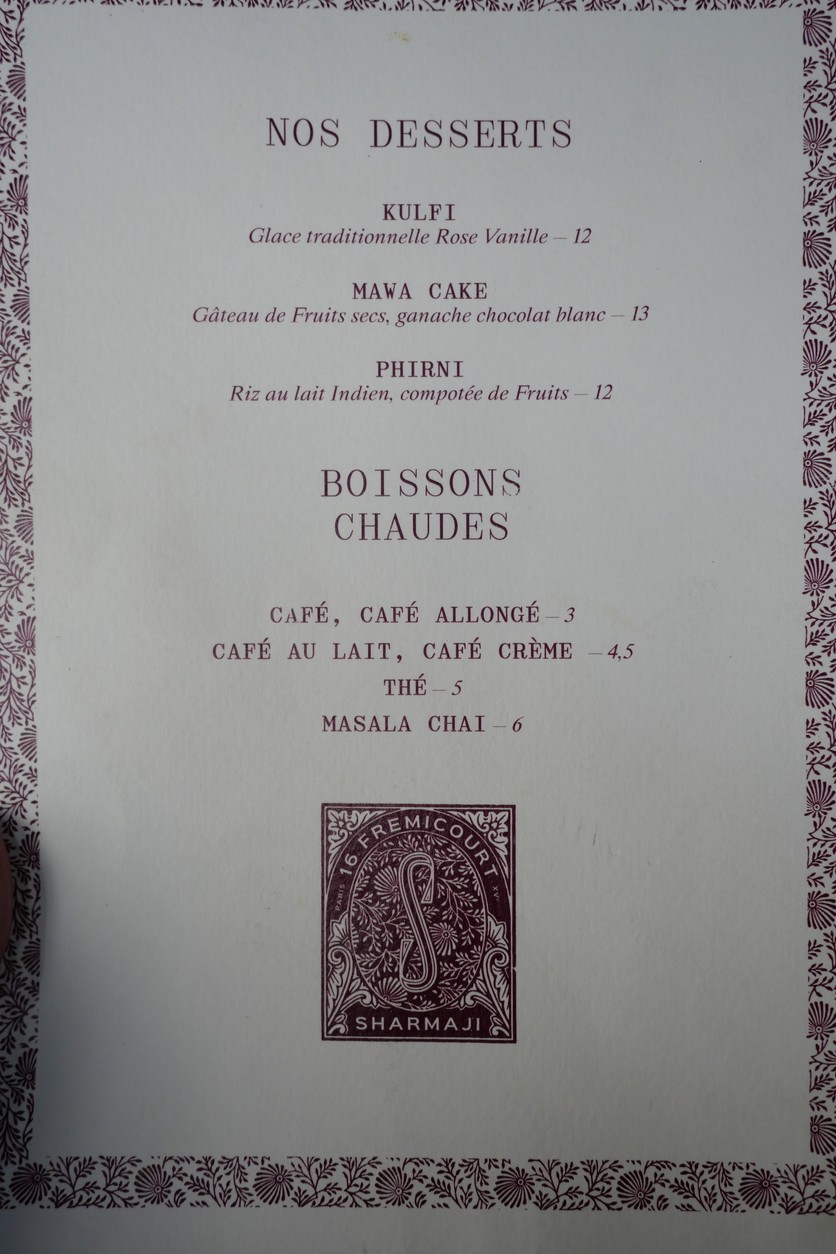 Sharma Ji menu 2