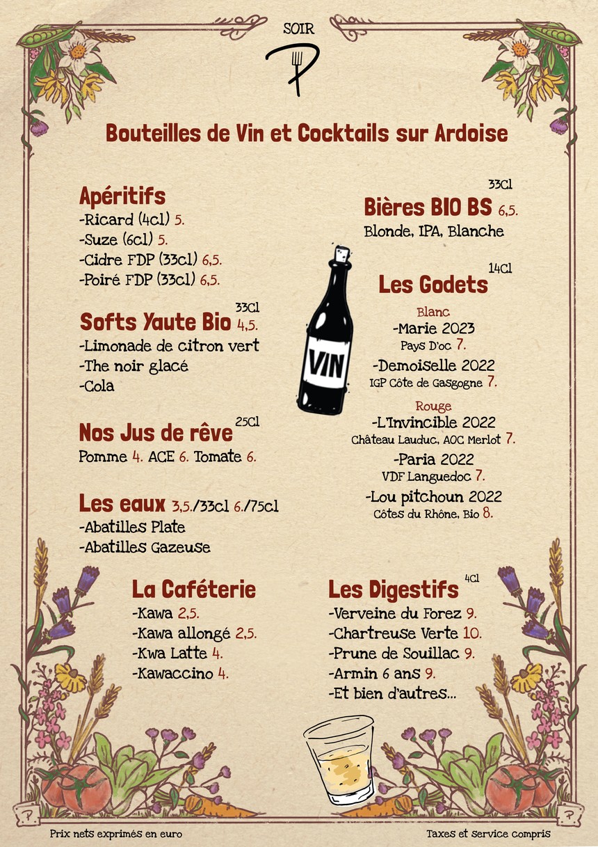 Pedzouille L'Etable menu 1