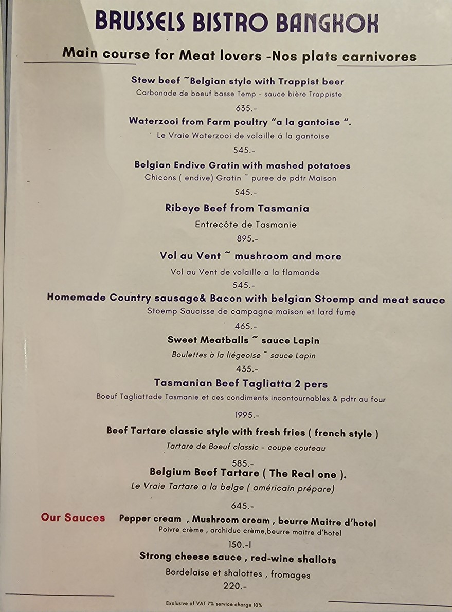 Brussels Bistro Bangkok menu 3
