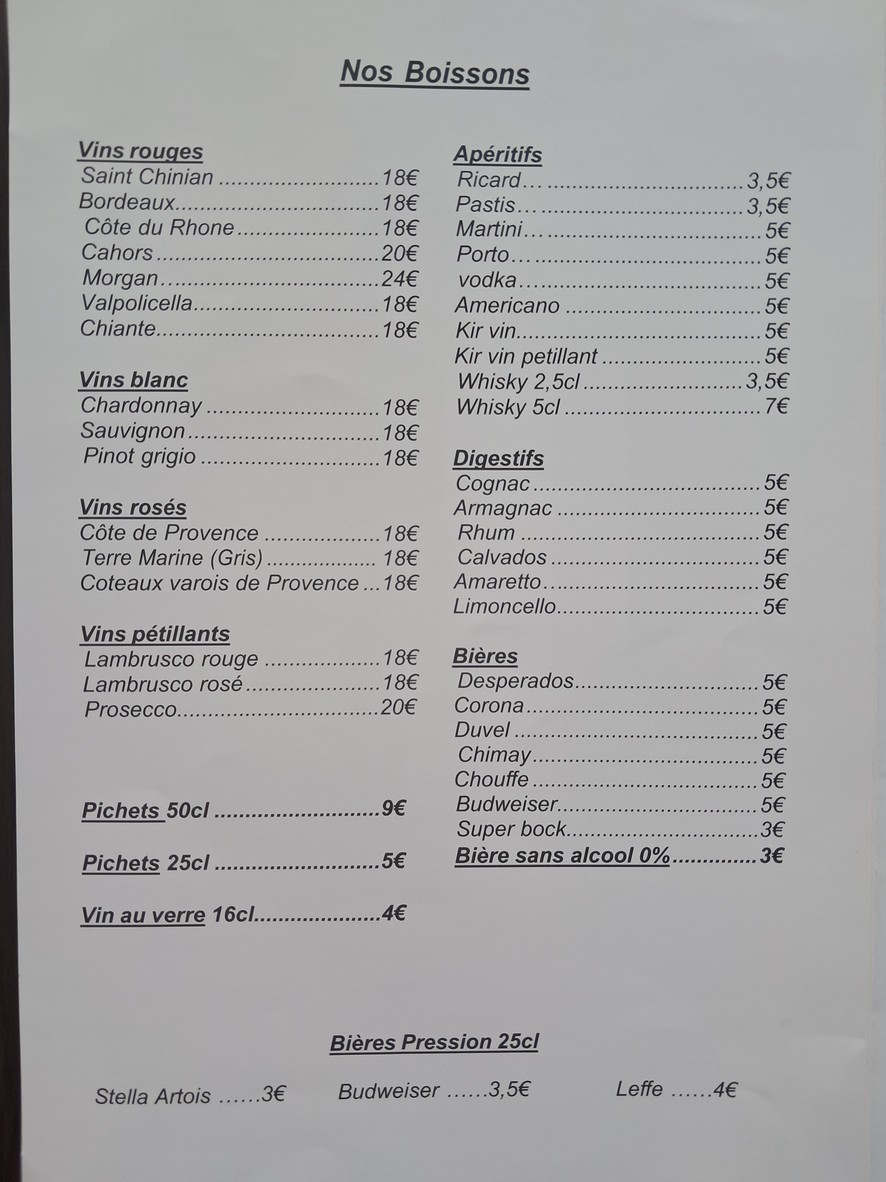 Pizzeria restaurant Mirabella menu 5