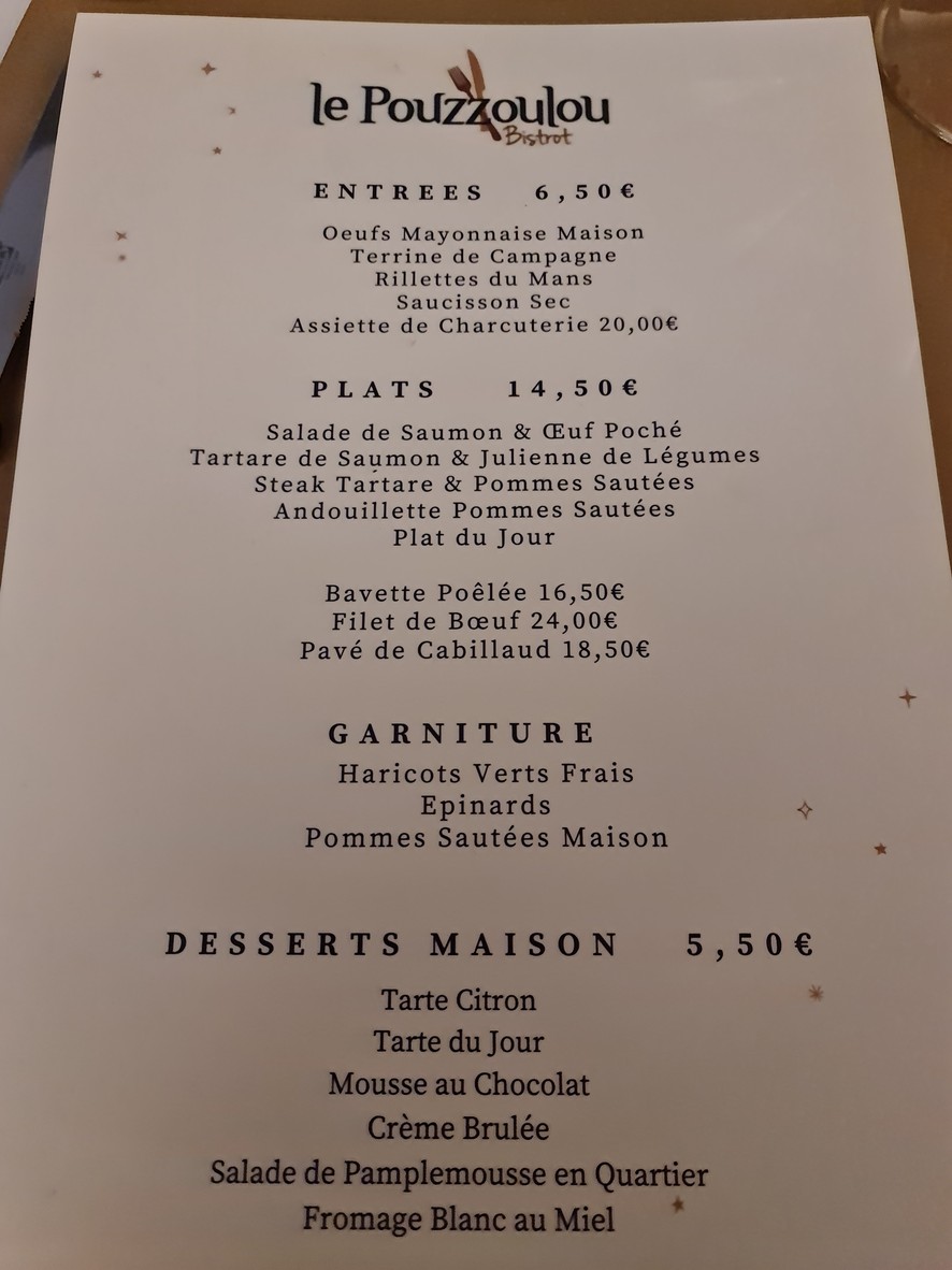 Le Pouzzoulou menu 1