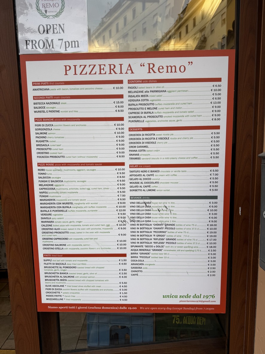Pizzeria Remo A Testaccio menu 1