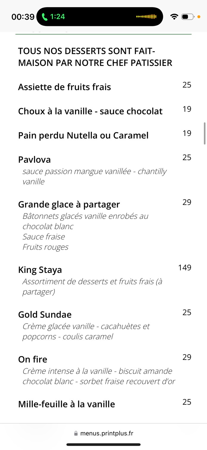 Staya menu 1